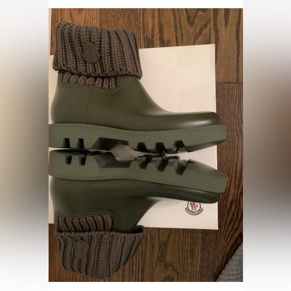 Authentic Moncler Ginette Waterproof Rain Boot Knit Cuff US 11, 41 Italy New - Picture 9 of 9